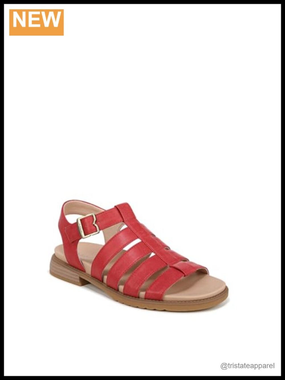 Womens Flat Sandals Faux Leather Adjustable Buckle Comfort Casual Summer